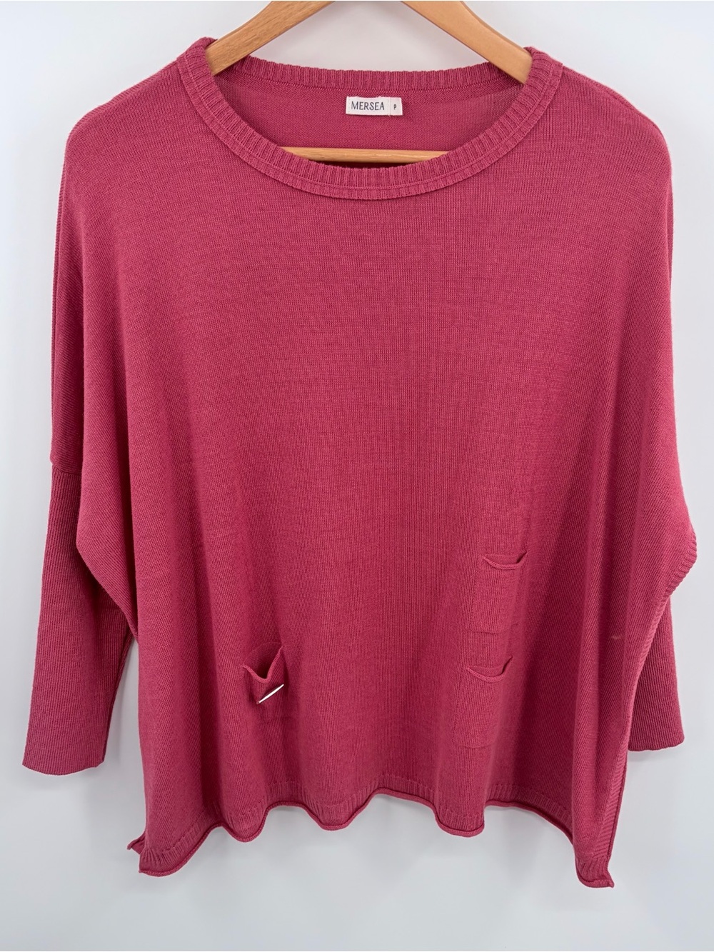 Mersea women’s Catalina crewneck burnt rose dolman sleeve sweater mature classic